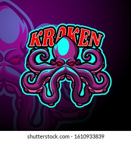 Kraken esport logo mascot design