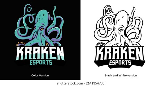 kraken esport logo mascot design