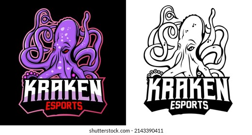 kraken esport logo mascot design