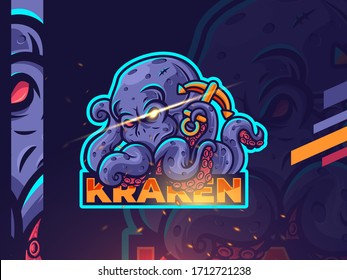 kraken esport mascot logo design