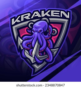 Kraken esport mascot logo design