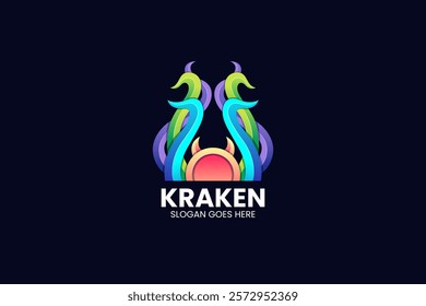 Kraken Gradient Colorful Logo. Vector Illustration