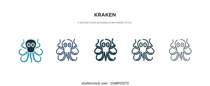kraken icon in different style vector illustration. two colored and black kraken vector icons designed in filled, outline, line and stroke style can be used for web, mobile, ui