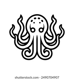 Kraken icon or modern line symbol. Vector line art and icon design with bold outline. Black and white Pixel Perfect minimalistic symbol isolated white background. Silhouette simple thin sign