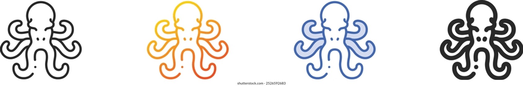 kraken icon.Thin Linear, Gradient, Blue Stroke and bold Style Design Isolated On White Background