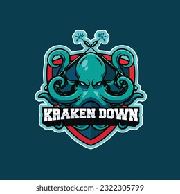 kraken logo mascot, cleaning logo, illustration, logo, octopus, kraken