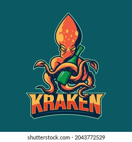 kraken logo, octopus logo, e-sport logo, octopus sport mascot logo design illustration, t-shirt and emblem.