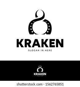 Kraken logo template. Negative space style