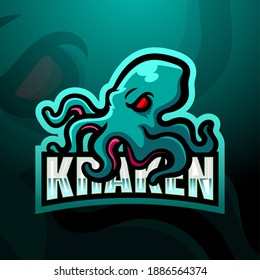 Kraken mascot esport logo design