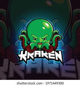Kraken mascot esport logo design of illustration