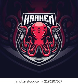 Kraken Mascot Esport Logo Design Illustration For Gaming Club