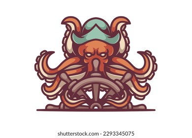 Kraken mascot logo cartoon illustration vector