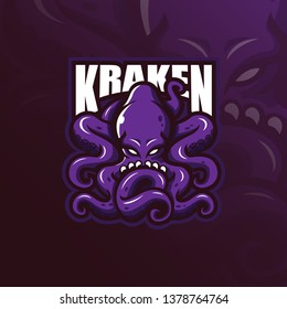 kraken mascot logo design vector with modern illustration concept style for badge, emblem and t shirt printing. angry octopus illustration.