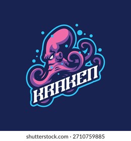 Kraken mascot logo design vector. Angry kraken illustration for sport and esport team.