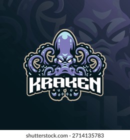 Kraken Maskottchen Logo Design Vektor. Krake Illustration für Sport- und Sportteam.