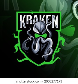 Kraken mascot logo esport template design