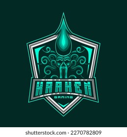 Kraken Mascot Logo. Octopus Mascot E-Sport Logo Design Vector Illustration Template