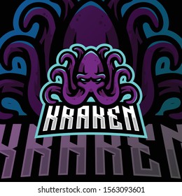 kraken mascot logo seport gaming. octopus mascot logo illustration.