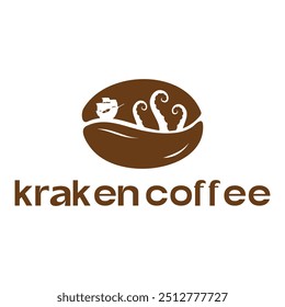 design de logotipo minimalista do café do polvo kraken