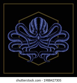 kraken octopus dark art, designed for those looking for metal band t-shirts with a dark theme and a gripping atmosphere. suitable for t-shirt design, sticker or logos