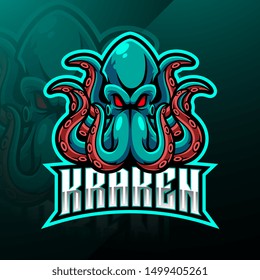 Kraken octopus esport mascot logo design