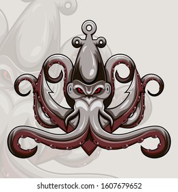 Kraken octopus esport mascot logo design