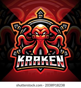 Kraken octopus esport mascot logo design