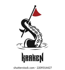 kraken or octopus and flag logo design inspiration