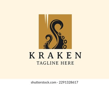 Kraken octopus logo vector design.