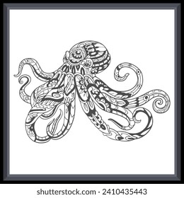 Kraken octopus mandala arts isolated on white background.