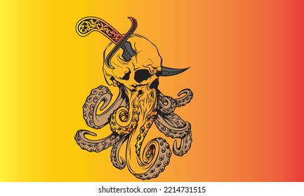 Kraken octopus mascot design logo. This vector illustration is perfect for t-shirts, tattoos, mugs, hats, logos, mascots or other advertising designs.