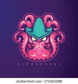 Kraken Octopus mascot icon logo vector image for your design