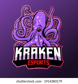 Kraken octopus mascot sports esport logo design. easy to edit and customize