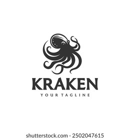 kraken or octopus silhouette logo vector illustration