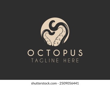 kraken polvo tridente hipster vintage logotipo ícone vetor ilustração