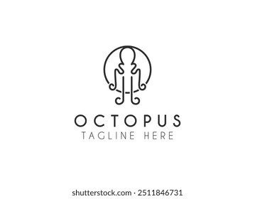 kraken polvo tridente hipster vintage logotipo ícone vetor ilustração