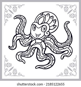 Kraken octopus zentangle arts isolated on white background.