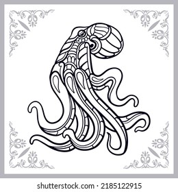 Kraken octopus zentangle arts isolated on white background.