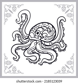 Kraken octopus zentangle arts isolated on white background.