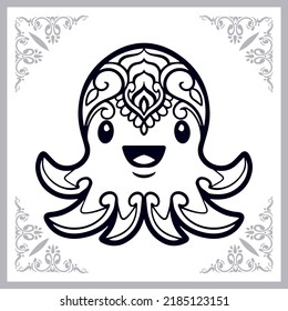 Kraken octopus zentangle arts isolated on white background.