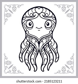 Kraken octopus zentangle arts isolated on white background.