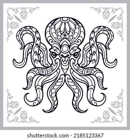 Kraken octopus zentangle arts isolated on white background.