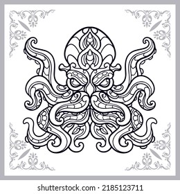 Kraken octopus zentangle arts isolated on white background.