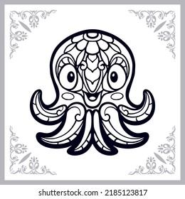 Kraken octopus zentangle arts isolated on white background.