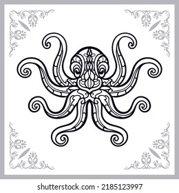 Kraken octopus zentangle arts isolated on white background.