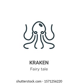 Kraken outline vector icon. Thin line black kraken icon, flat vector simple element illustration from editable fairy tale concept isolated on white background