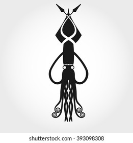 kraken or squid vector silhouette 