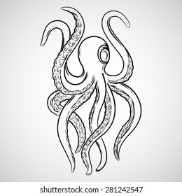 kraken tattoo vector