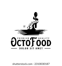 Kraken Tentacle Chef Logo Premium Vector