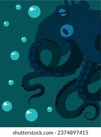 Kraken water octopus illustration color